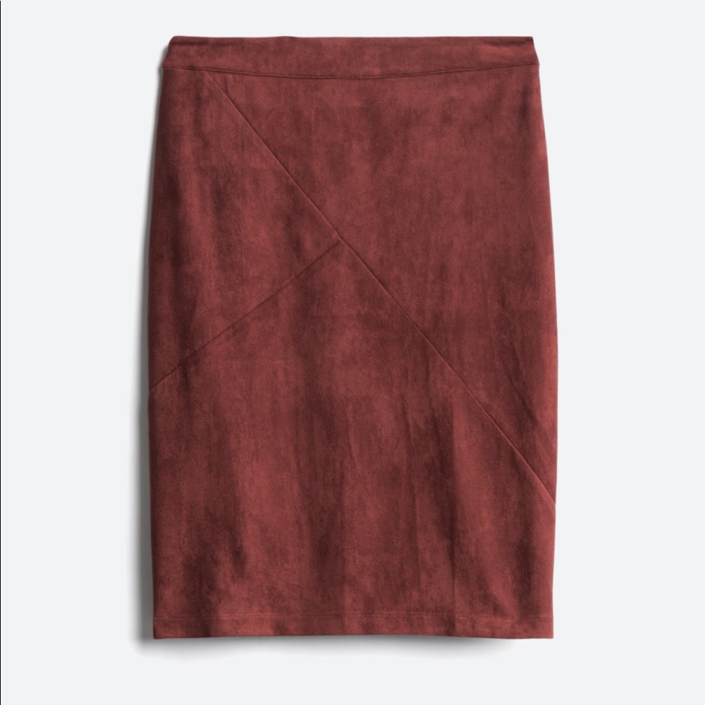 Burgundy Faux Sued mid-length skirt